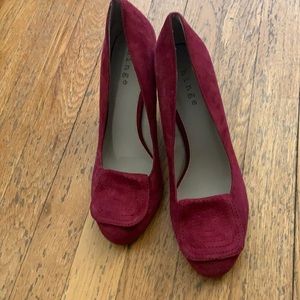 Hinge Suede Flower Heels